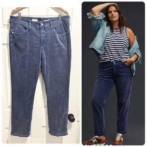 Anthropologie Pilcro Blue Mid-Rise Slim Boyfriend Cropped Corduroy Jeans 33 Tall